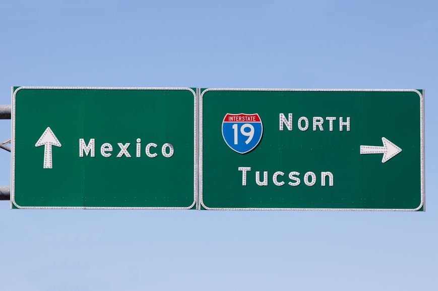 Border - Roadsign pointing between Nogales, mexico and Tucson_3