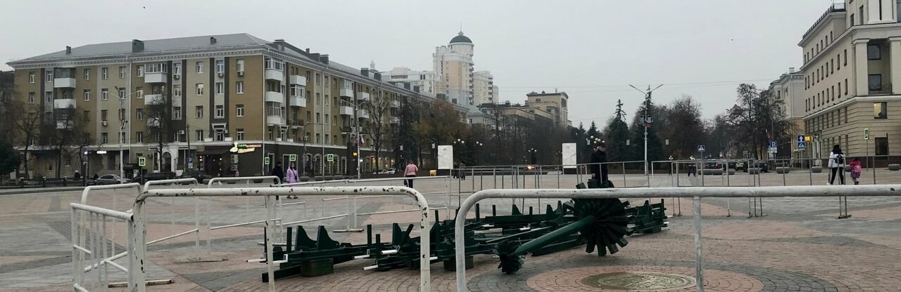 На Соборной площади Белгорода начали устанавливать новогоднюю ёлку
