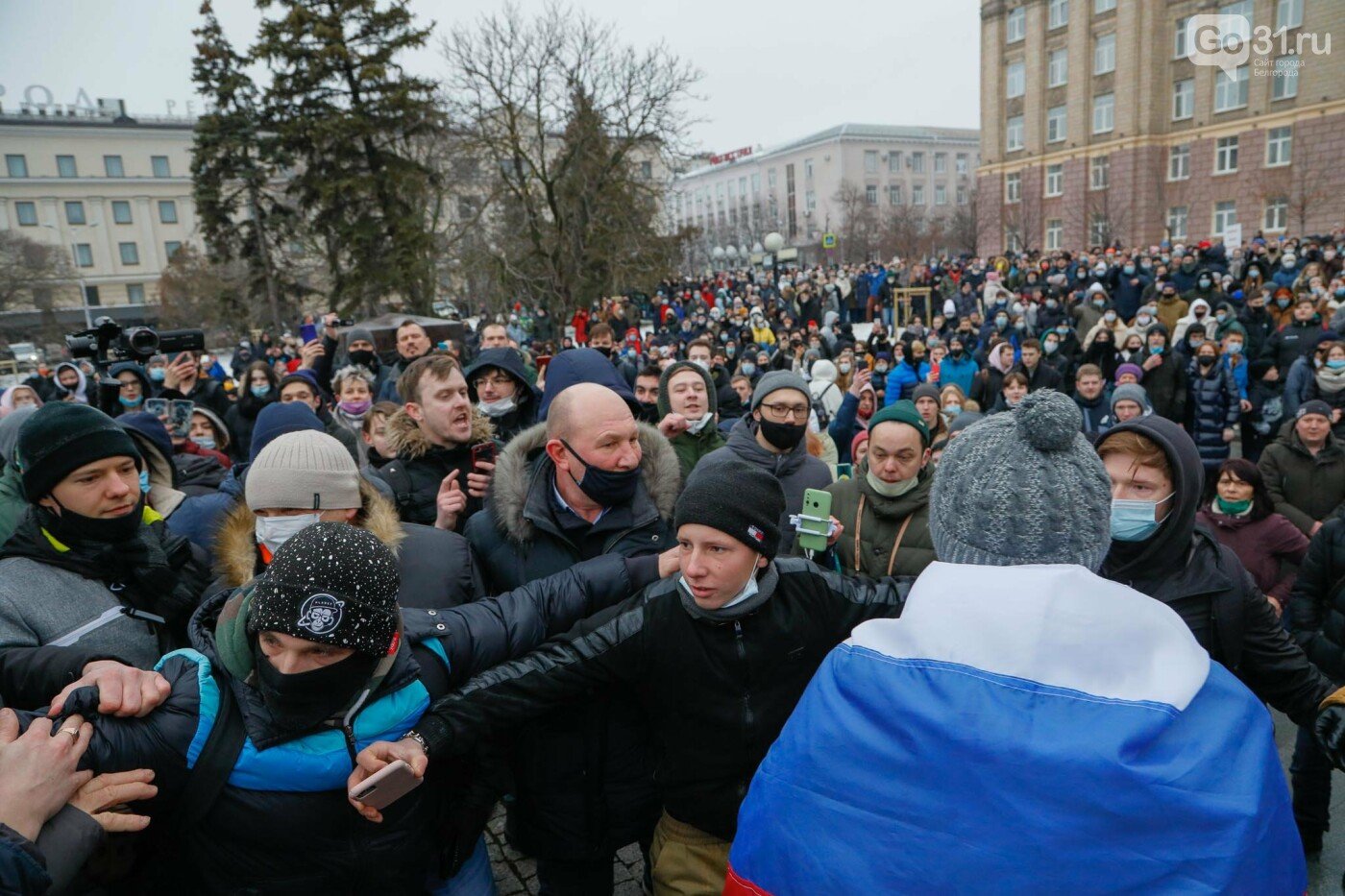 Митинг в поддержку Алексея Навального в Белгороде 23 января 2021 года